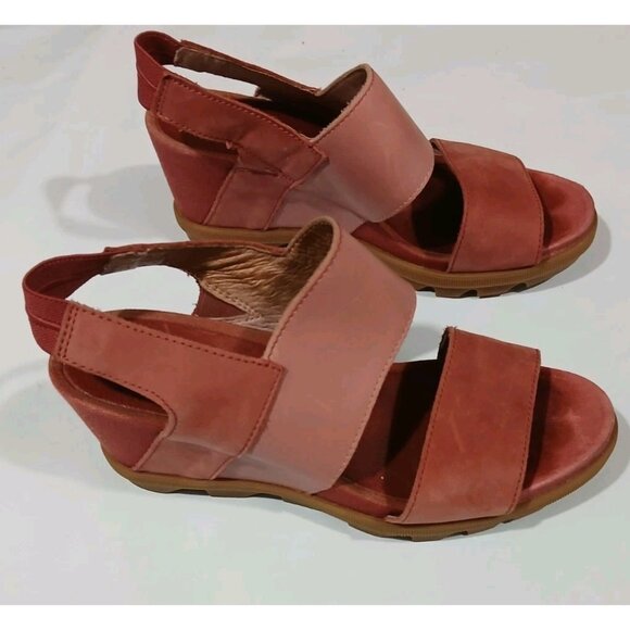 Sorel Joanie II Wedge Sandals Size 8 Pink Casual Leather Beach NL3556-224 - Picture 8 of 13